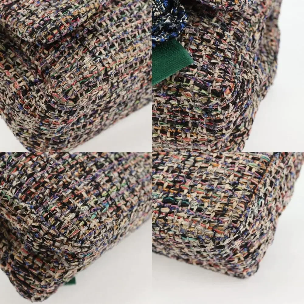 Chanel Matelasse Tweed Camellia Chain Shoulder Bag Multicolor